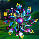 360°Peacock Solar Wind Spinner with Lights Blue Metal Garden Outdoor Decor Yard Lawn Art Decor for Patio Kinetic Windmills Unique Gifts for Friends and Family 51.9' H x 12.2'' Dia by CozyNest Decor