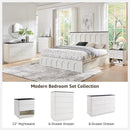 Nightstand Set of 2 with Charging Station, 22" Large Modern Bedside Table with 2 Drawers Storage,Push-to-Open End Table for Bedroom,Living Room,Off White by CozyNest Decor