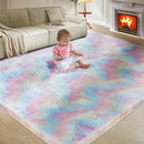 Ultra Soft Rug for Living Room, 8X10 Fluffy Shag Area Rug for Bedroom, Modern Shaggy Carpets Fuzzy Rug for Teens Dorm Nursery Home Decor Aesthetic, Upgrade Anti-Skid Durable, Rainbow by TinyTreasures Baby Boutique