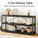 LVB Black Entryway Table, Modern Narrow Console for Hallway, Industrial Farmhouse Foyer Table with Storage Shelves, 63 Inch by CozyNest Decor