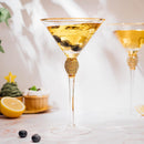 Diamond Collection 2 Piece Stemmed Martini Set - Rhinestone For Drinking Martinis, Manhattans, Vodka, Gin, Cocktails Gold Accent Cocktail Glasses, Perfect For Any Bar or Party 10oz - Swarovski Style