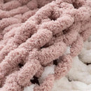 Battilo Chunky Knit Throw Blanket, Soft and Thick Chenille Throw Blanket, 50"x60" Handmade Cable Knit Crochet Blanket, Large Rope Knot Throw Blankets for Couch Sofa Bed Home Decor, Blush & White by CozyNest Decor