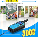 Wishouse Walkie Talkies for Kids Rechargeable Long Range,Xmas Birthday Gift for 4 5 6 7 8 9 Year Old Boys Girls,Hiking Gear Camping Games Cool Toys with NOAA,SOS Siren,Lamp,Lanyards,Easy to Use,4 Pack by TinyTreasures Baby Boutique