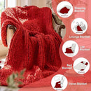 Chunky Knit Blanket - Luxury Soft Cozy 40 * 50 Throw Blanket,100% Woven Blanket Rope Knot Throw Blanket for Couch, Sofa, Home Decor, Gift - Machine Washable（Wine red） by CozyNest Decor