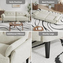 89” Futon Sofa Bed, Comfy Futon Couch Bed with 2 Square Pillows, Convertible Sleeper Sofa with Adjustable Backrest& Armrests, Modern Loveseat Sleeper for Living Room, Bedroom, White by CozyNest Decor