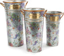 MACKENZIE-CHILDS Galvanized Flower Buckets, Decorative Metal Buckets, Flower Market, Set of 3 by GreenHaven Gardens