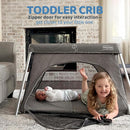 HARPPA Travel Crib with Comfy Mattress, Lightweight Portable Crib Requires No Assembly, Foldable Pack and Play for Baby and Toddlers, Compact Play Yard with Bed,Gray by TinyTreasures Baby Boutique
