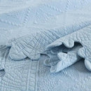 MarCielo 3-Piece 100% Cotton Oversized Bedspread Lightweight Quilt Coverlet Embroidery Farmhouse Bedding Set (TK Light Blue, Oversized King (118"x106"))