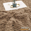WESHIONGOO Chunky Knit Blanket Throw 50"×60" Knitted Throw Blankets for Couch Bed Fluffy Soft Blanket with Jumbo Chenille Yarn Thick 100% Handmade (Brown) by CozyNest Decor
