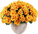 Hananona 12 Pcs Artificial Geranium Flowers for Outdoors Geranium Silk Yellow Flowers Outdoor UV Resistant Garden Plants Faux Fall Flower for Home Kitchen Table Centerpieces Decor (12, Yellow) by CozyNest Decor
