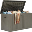 YITAHOME 200 Gallon Extra Large Deck Box, Double-Wall Resin Outdoor Storage Box with Flexible Divider for Patio Cushions Pool Supplies Garden Tools, 990 lbs Load Capacity, Lockable (Light Brown) by CozyNest Decor