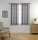 MIUCO Moroccan Embroidery Semi Sheer Curtains Faux Linen Grommet Curtains for Bedroom 52 x 63 Inch 2 Panels, Grey by CozyNest Decor