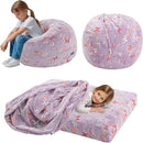 COMAX Kids Bean Bag Chair Turn into Beanbag Bed, Toddler Bean Chair for Girl Boy Sleeping, Lazy Children Bean Bags with Filler, Convertible Child Floor Mattress, Purple Butterfly by TinyTreasures Baby Boutique