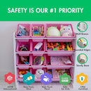 Humble Crew Kids Toy Storage Organizer with 12 Plastic Bins, White/Pink – Removable Bins for Playroom, Bedroom, Toddler Furniture for Boys and Girls Ages by TinyTreasures Baby Boutique