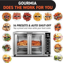 Gourmia Toaster Oven Air Fryer Combo 17 cooking presets 1700W french door digital air fryer oven 24L capacity accessories, convection rack, baking pan tray recipe book GTF7655,Large,Stainless Steel by CozyNest Decor