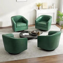 Swivel Barrel Accent Chair, Modern Round Faux Leather Arm Chair for Living Room, Bedroom, Comfy Club Reading Chairs for Adults(Faux Leather, Green, Set of 4) by CozyNest Decor