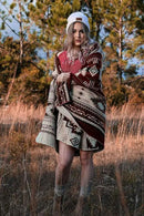 Inca Aztec Throw, Queen, King Blanket | Southwest Indian Navajo Boho Style | Native Cover for Camping, Bedding, Couch, Vanlife | Faux Alpaca, Lightweight, Hypoallergenic (Vinincunca Maroon, King) by CozyNest Decor
