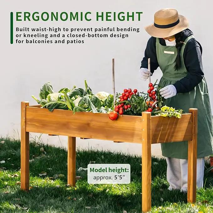 Premium Fir Wooden Raised Garden Bed with Four Legs for Backyard and Balcony Gardening,Suitable for Indoor and Outdoor use,49.5''×23.5''×30'', photo 6 of 8