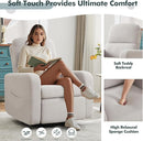 Swivel Rocker Recliner, Oversized Manual Nursery Glider Rocking Recliner with Removable Cushion, Upholstered Teddy Boucle Swivel Reclining Chair for Nursery Living Room Bedroom, Teddy Grey by TinyTreasures Baby Boutique