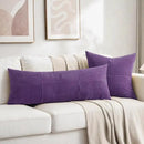 Fancy Homi 2 Packs Purple Decorative Throw Pillow Covers 22x22 Inch for Living Room Couch Bed, Farmhouse Boho Home Decor, Soft Corss Corduroy Patchwork Accent Square Cushion Case 55x55 cm by CozyNest Decor