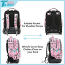 NEW TILAMI 18 inch Rolling Backpack for Kids, Waterproof, Adjustable Handle, Stair Climbing, Large Storage for School, Travel, Girls & Boys, Pink Paris by TinyTreasures Baby Boutique