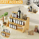 Bamboo Spice Rack Organizer -3-Tier Spice Rack for Countertop,Cabinet Spice Rack Organizer for 27 Spice Jars(4oz)，Step Shelf (yellow) by CozyNest Decor