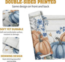 Autumn Placemats Blue Pumpkin Fall Place Mat Eucalyptus Leaves Floral Wood Grain Table Mats Thanksgiving Harvest Linen Placemat Party Kitchen Dining Decoration 12x18 Inch Set of 4 by CozyNest Decor