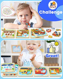 Benresive Wooden Toddler Puzzles, Montessori Toys for 1 2 3 Year Old Boys, Toys for 1 2 3 Year Old Boy Birthday Gifts, 6 Pack Vehicle Toddler Learning Educational Puzzles by TinyTreasures Baby Boutique