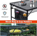 Folding Grill Table, 4x2 FT Portable Camping Table, Lightweight Height Adjustable Metal Tables with Mesh Desktop and Mesh Bag, Outdoor Tables for Camping, Picnic, Beach and BBQ, Black by GreenHaven Gardens