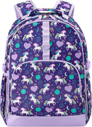 Choco Mocha Unicorn Backpack for Girls, Elementary School Backpack for Girls Ages 6-8 Kids Kindergarten Backpack Large Bookbag 18 Inch with Chest Strap, Purple by TinyTreasures Baby Boutique
