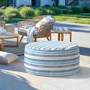 LVTXIII Outdoor Inflatable Ottoman, Fade-Resistant Round Footrest Stool D31”x H14”, Portable Patio Pouf for Garden Camping or Home Use, Stripe Layered Blue by CozyNest Decor
