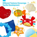 hahaland Baby Toys 0-6 Months - Car Seat Toys Octopus Toy with Pulling Cords, Squeaky, Crinkle, Rattle, Mirror, Montessori Newborn Sensory 4 Month Babies Gift Stroller Carseat Hanging Toy for Baby Gym by TinyTreasures Baby Boutique