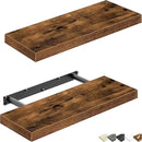 QEEIG Floating Shelves for Wall Bathroom Shelf Bedroom Kitchen Living Room Farmhouse Small Book Shelf 16 inch Set of 2, Brown (015-BN2) by CozyNest Decor
