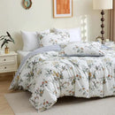 ABREEZE Floral Duvet Cover King Size Set Bird Flowers Bedding Set 100% Brushed Cotton Bedding Collection 1 Duvet Cover with 2 Pillowcases White by CozyNest Decor