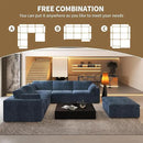 118" 6-Seater Cloud Sofa,Modular Sectional Couch with Ottoman,Modern Deep Seat Upholstered Couches with Plush Corduroy Fabric for Living Room Furniture,Bedroom and Apartment,No Assembly Required,Blue by CozyNest Decor