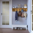 SKOLOO Wall Shelf with Hooks, 24-Inch Brown Coat Rack Wall Mount with Shelf Organizer - Lightweight & Sturdy, 5 Tri Hooks - Perfect for Entryway, Hallway, Living Room, Bedroom, Mudroom by CozyNest Decor