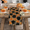 Halloween Table Runner Black Cat Pumpkins Seasonal Kitchen Dining Table Home Outdoor Party Decorations 13x36 Inch by CozyNest Decor