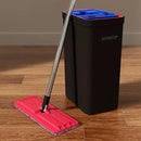 JOYMOOP Mop and Bucket with Wringer Set, Hands Free Flat Floor Mop and Bucket, with 4 Washable Microfiber Pads, Wet and Dry Use, Floor Cleaning System - Black+Red+Slate Blue by CozyNest Decor