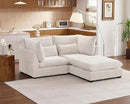 Oversized Modular Sofa, Extra Deep Cloud Chenille Sectional Couch with Ottoman Chaise, Fluffy Chenille Loveseat L Sofa for Living Room, Villa (Loveseat+Ottoman, Chenille White) by CozyNest Decor