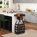 IBUYKE Wine Rack Freestanding Floor,Wine Storage 15 Bottles Bottle Rack with Glass Holders, Mini Bar Wine Cabinet with Storage Drawer for Home Bar Kitchen Dining Room,Rustic Brown,UTMJ908H by CozyNest Decor