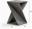 Modern Hand Made One-of-a-Kind Carved Mango Wood End Table, Farmhouse Side Table,Farmhouse End Table,Living Room,Bedroom, Accent Table, Contemporary Architectural Designed Grey,Assembled by CozyNest Decor
