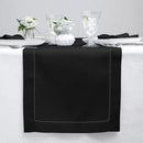 Solino Home Linen Black Table Runner 108 Inches Long - 100% Pure Linen 14 x 108 Inch Table Runner for Fall, Autumn, Halloween, Thanksgiving - Classic Hemstitch by CozyNest Decor