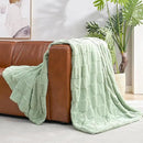 Cozy Bliss Checkered Large Faux Rabbit Fur Sage Green Twin Bed Blanket, Soft Fuzzy Fluffy Minky Furry Blankets for Couch, Bed, Adults (60 * 80 Inches Light Green) by CozyNest Decor