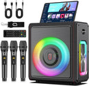Karaoke Machine with 3 Wireless Mics | Bluetooth 5.3 Speaker with Echo Adjustment & Auto Pitch Correction | PA System with RGB Lights, Supports TV/TF Card/USB/AUX/Live/REC for Home Parties by TinyTreasures Baby Boutique