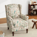 UIXE High Back Floral Accent Chair, Upholstered Armchair in Fabric for Living Room, Retro Printed Wingback Arm Chair Comfy Single Sofa Bedroom Reading Seat with Solid Wood Legs - Bird Pattern by CozyNest Decor