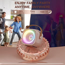 Mini Karaoke Machine, Portable Bluetooth Karaoke Speaker with 2 Wireless Microphones and Party Lights for Kids and Adults, Birthday Gifts for Girls Boys Family Home Party (Rose Gold) by TinyTreasures Baby Boutique