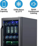 Newair 24" Wine and Beverage Refrigerator 20 Bottle and 70 Can Capacity, Built-in or Freestanding Cooler, Dual Zone Fridge in Stainless Steel with Splitshelf by CozyNest Decor