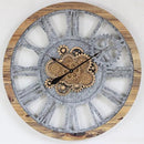 The Gears Clock 36'' Inch Real Moving Gear Wall Clock Vintage Industrial Oversized Rustic Farmhouse (Wood and Stone) by CozyNest Decor