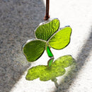 Handmade Stained Glass Shamrock Sun Catcher Window Hanging Irish Suncatcher St. Patrick's Day Decor for Home Green Clover Flower Stained Glass Window Panels for Window 3inch by GreenHaven Gardens