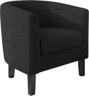 BELLEZE Living Room Chair, Teddy Polyester Accent Barrel Chair, Club Tub Sofa Chair for Bedroom, Corner Chair with Flared Legs and Cozy Soft Padding - Highland (Teddy Black) by CozyNest Decor